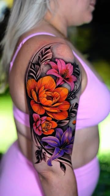 Manga a color con flores